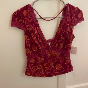 Never worn v- neck red free people top !
